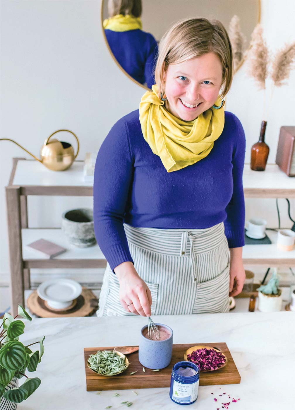 ALKAME CO owner Rachael Keener stirs up a warming brew featuring one of her herbal blends.