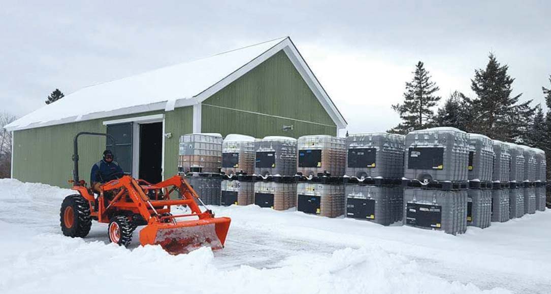 pressed apples outside on the farm in winter