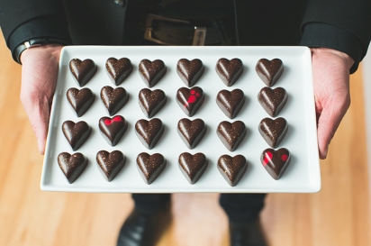 seasonal chocolate heart shaped truffles