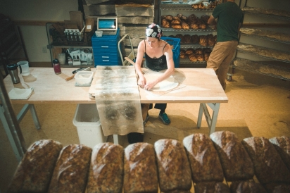 At Green Rabbit Bakery in Waitsfield, Suzanne Slomin uses only organic grains, seeds, and fruit. She maintains a large garden of herbs and greens for her breads and pizzas. 