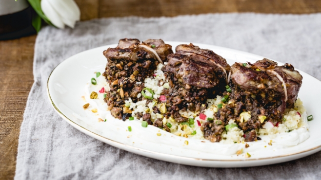 The Reluctant Panther's Pistachio-Stuffed Lamb Loin
