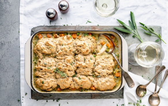 Turkey and Biscuit Casserole recipe to make with Thanksgiving Day leftovers.