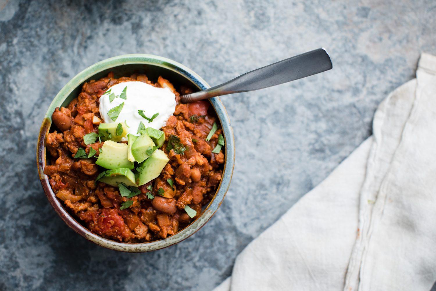 How to make pork and turkey chili with pinto beans with a recipe from Vermont Caterer.